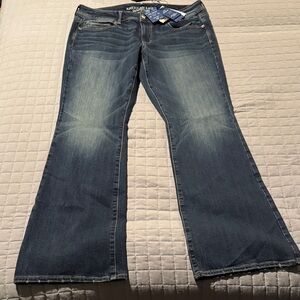 American Eagle Kick Boot Jeans - Size 14 Short - Medium Wash, super stretch